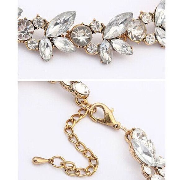 ✨2xHP✨Crystal Silver Flower Statement Necklace✨ - Picture 2 of 3